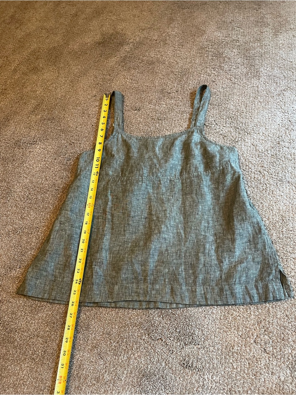 Athleta Voyager Olive Green  Square-Neck Linen Tank Adj. Straps Size L Gorpcore - Picture 9 of 9